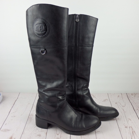 Etienne Aigner Shoes - Etienne Aigner black leather riding knee high boots